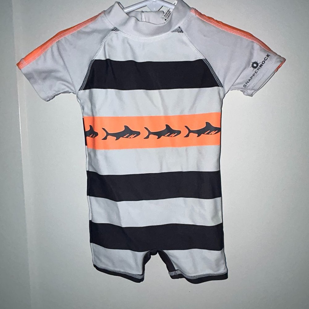 Snapper Rock one piece rashguard sunsuit infant boy's sz 0-6 m NWOT shark print